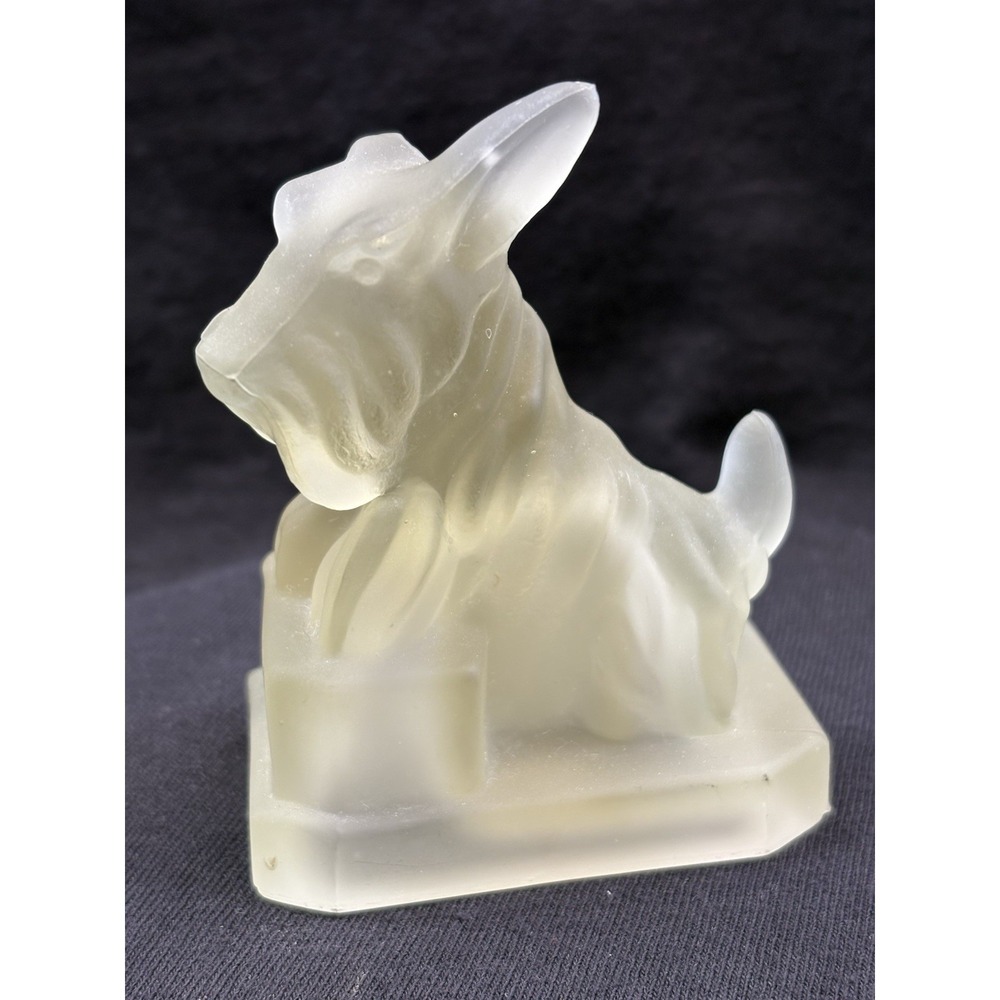 Boyd Glass Scottie JB Dog Figurine Smokey Satin Vintage Stamped